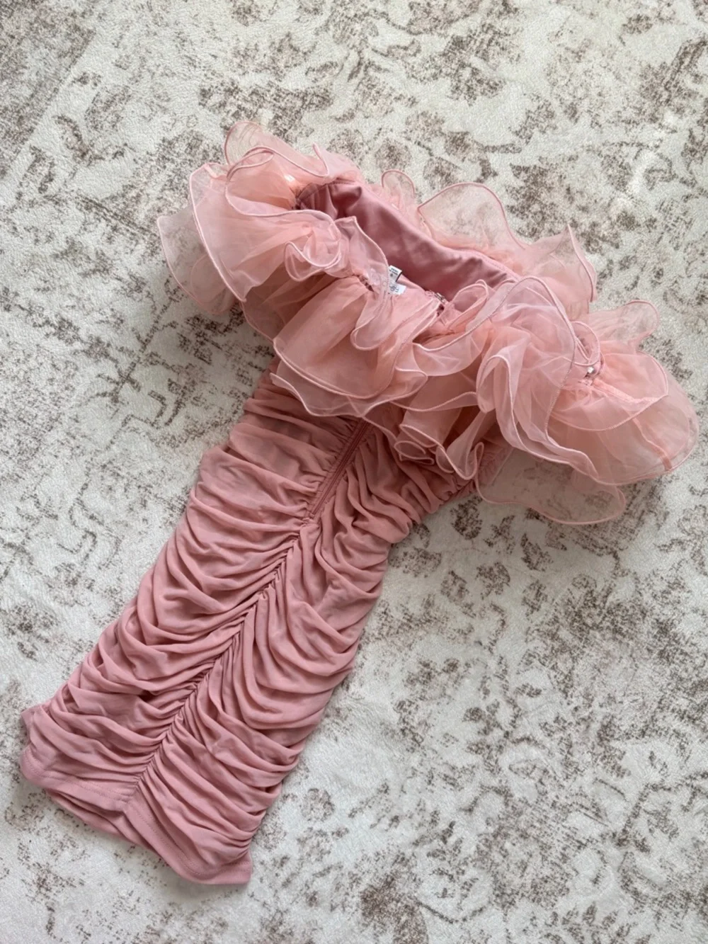 Fashion Nova Ruffle Mami Mesh Mini Dress - Mauve - Picture 6 of 8